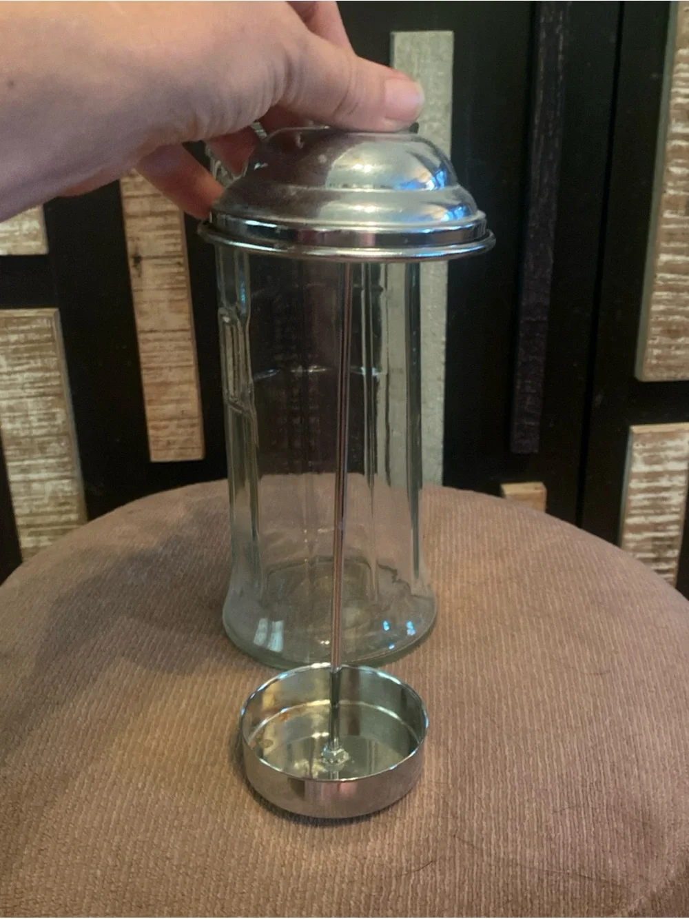 Vintage TableCraft Paneled Glass Straw Dispenser Chrome Lid Retro Diner 11
